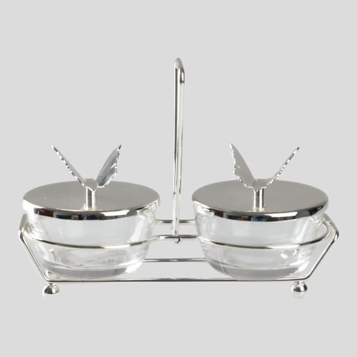 تمرية مع حامل و غطا على شكل فراشة من سوليتير ، لون...