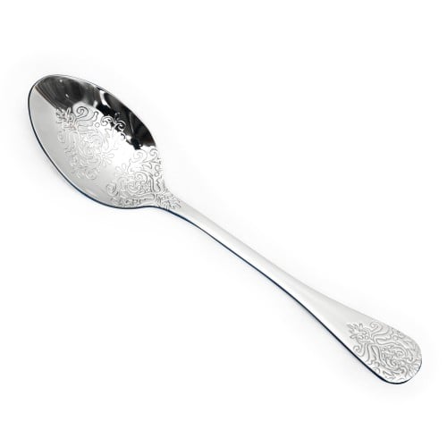 طقم ملاعق أكل لون فضي بنقوش 6 قطع