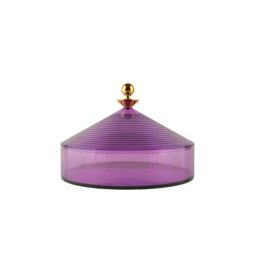 علبة تقديم حلوى بنفسجي , حجم صغير, الشكل دائري , ا...