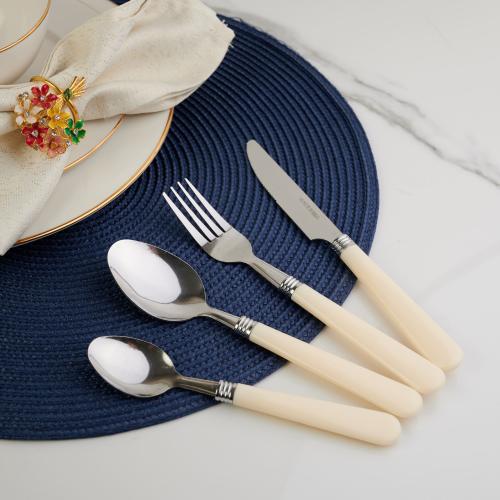 طقم ملاعق بلاستيك من بستر 12 قطعة، لون بيج