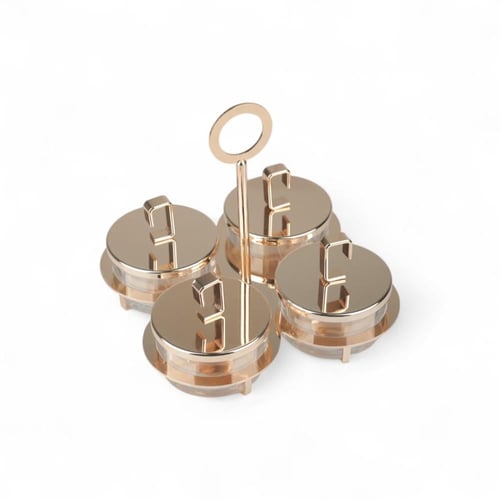 طقم تمرية من سوليتير، اللون ذهبي، طقم 4 حبات مع حا...