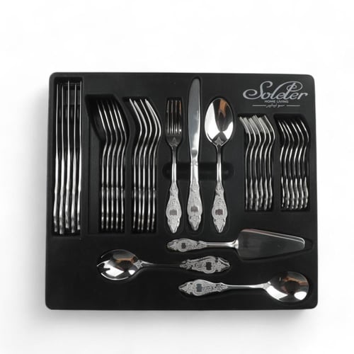 شنطة ملاعق وشوك من سولتير طقم 72 حبة، لون فضي بنقو...
