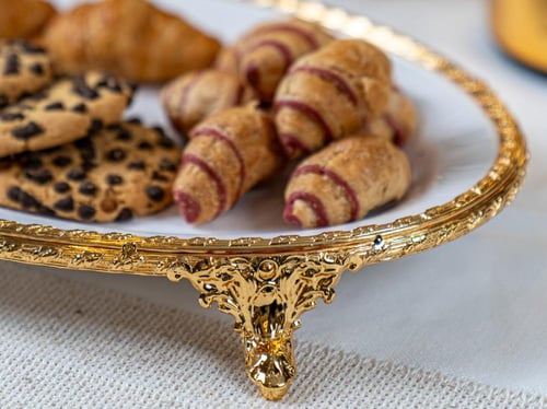 صحن تقديم فاخر ميلامين دائري من سوليتير، لون أبيض...