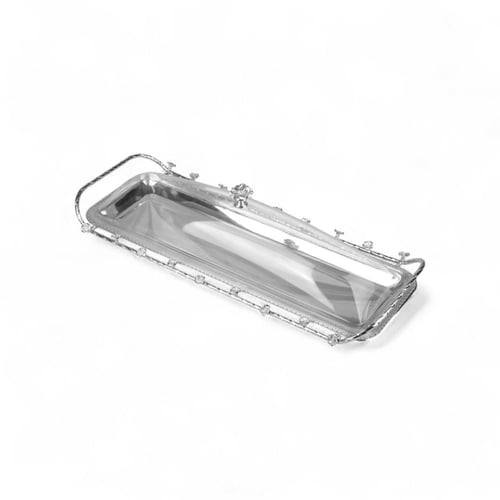 صحن تقديم بلانكا بغطاء أكريليك، اللون فضي، الشكل م...