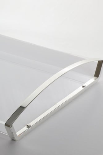 صينية تقديم أكريليك من سوليتير، لون فضي وشفاف, الح...