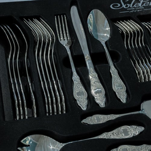 شنطة ملاعق وشوك من سولتير طقم 72 حبة، لون فضي بنقو...