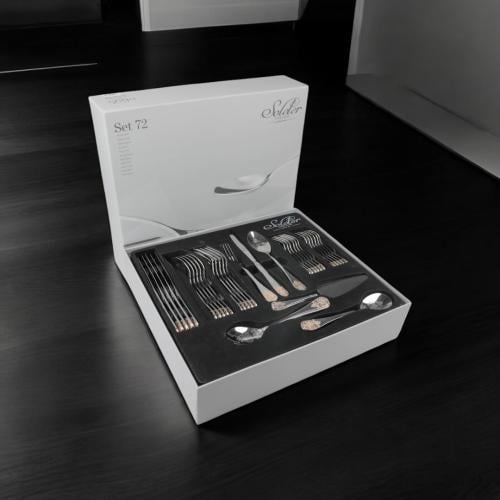 شنطة ملاعق وشوك من سولتير طقم 72 حبة، لون فضي بنقو...