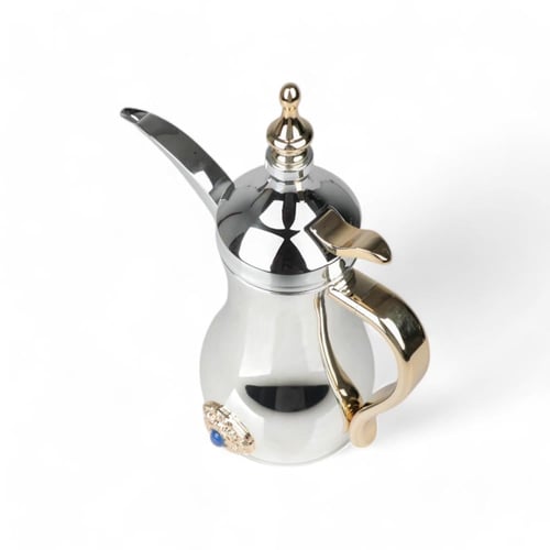 دلة قهوة من سولتير 0.5 لتر، اللون فضي ذهبي & بحجر...