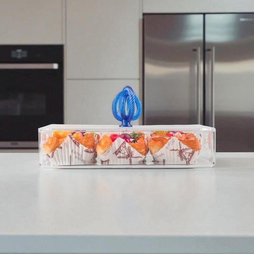 علبة تقديم سنيك أكريليك من سوليتير، لون شفاف وأزرق...