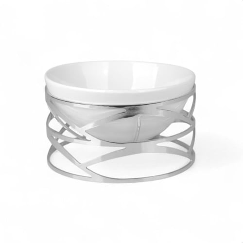 صحن تقديم فوبي مع قاعدة من سوليتير, اللون فضي, الق...