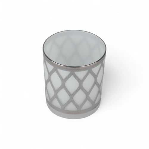 طقم كاسات مياه شبك، أبيض وفضي, مكون من 6 قطع