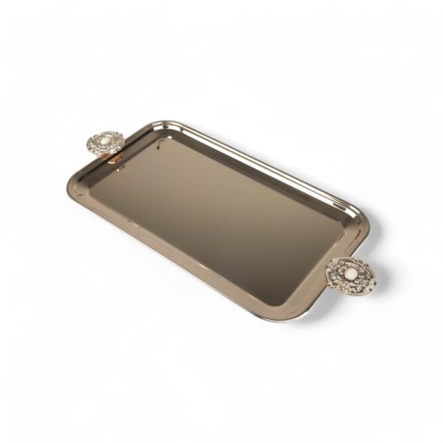 صينية تقديم كوين من سولتير، اللون ذهبي & أبيض, الط...