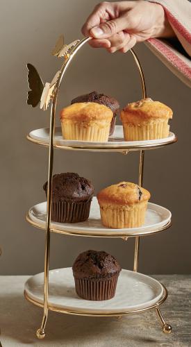 شيال الفراشة مدور الشكل 3 طبق بورسلان من سوليتير،...