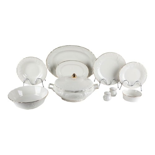 طقم سفرة بورسلان باللون سكري ذهبي 32 قطعة