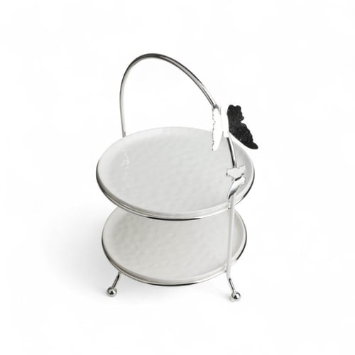 شيال الفراشة مدور الشكل 2 طبق بورسلان من سوليتير،...