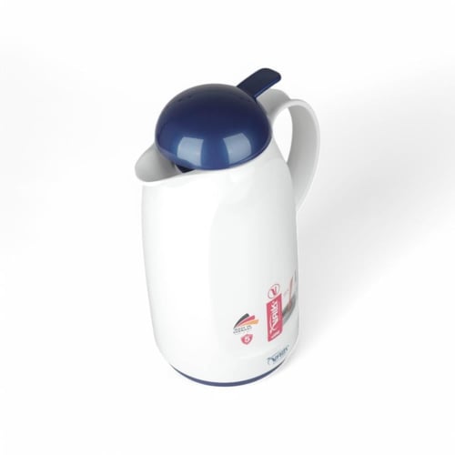 ترمس VALK ألماني ضغاط، اللون أبيض وأزرق، السعة 1 ل...