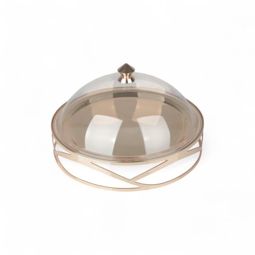 صحن كيك فوبي بغطاء أكريليك من سوليتير، اللون ذهبي،...