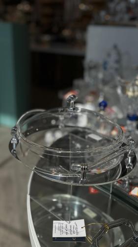 صينية تقديم دائري ، شفاف فضي , صغير