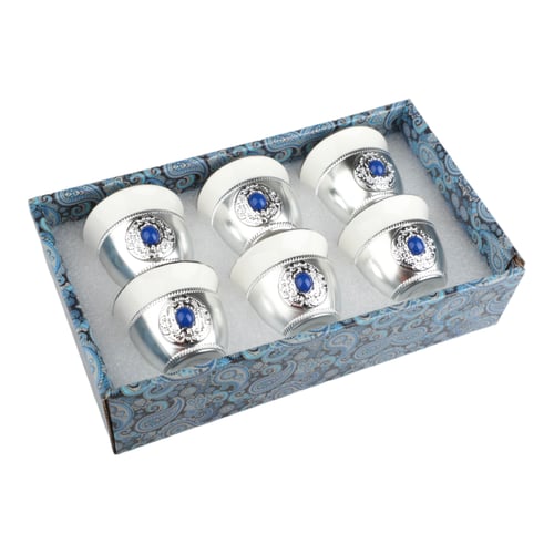 طقم فناجين كوين فضي مطفي&فضي أزرق من سوليتير، عدد...