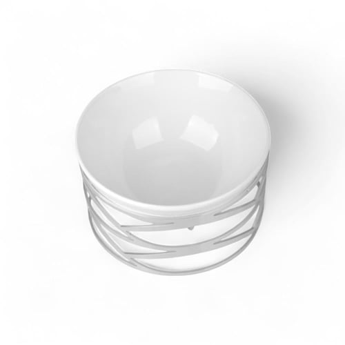 صحن تقديم فوبي مع قاعدة من سوليتير، اللون فضي, الق...