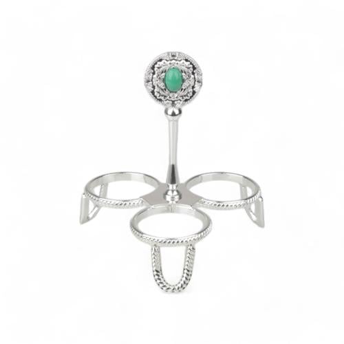 شيال فناجين كوين 3 حبات من سولتير، اللون فضي & أخض...