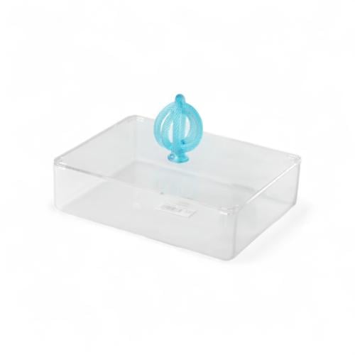 علبة تقديم سنيك أكريليك من سوليتير، لون شفاف وسماو...