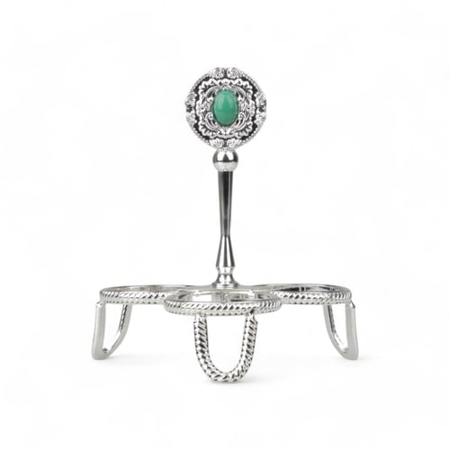 شيال فناجين كوين 3 حبات من سولتير، اللون فضي & أخض...