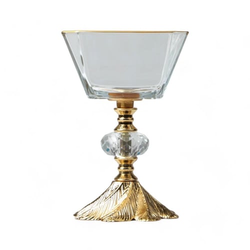 كأس حلوى زجاجي , شفاف ذهبي , الطول 10 سم , العرض 1...