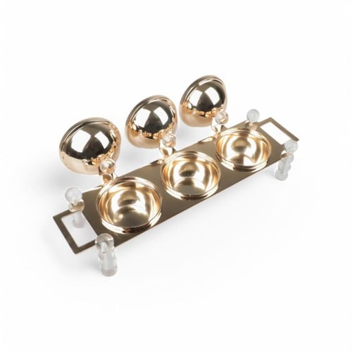 طقم ضيافة تمريات 3 حبات، لون ذهبي وشفاف