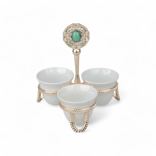 شيال فناجين كوين 3 حبات من سولتير، اللون ذهبي مطفي...