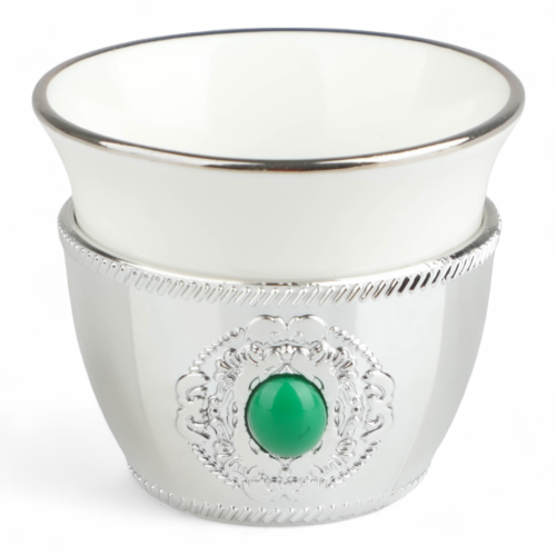 طقم فناجين كوين فضي&أخضر من سوليتير، عدد القطع 6 ف...