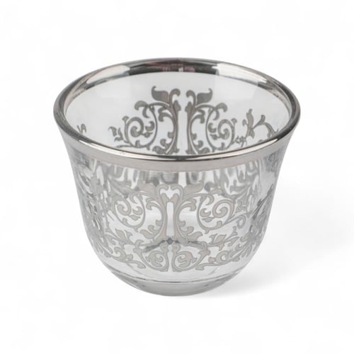 طقم فناجين قهوة فاخرة من سوليتير، لون فضي وشفاف بن...