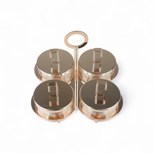 طقم تمرية من سوليتير، اللون ذهبي، طقم 4 حبات مع حا...