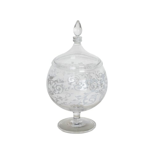 علبة حلويات من سوليتير، أكريليك حجم 14 سم نقوش بيض...