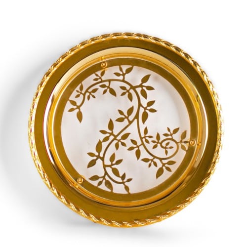 صينية تقديم غصون دائرية، لون ذهبي، حجم وسط