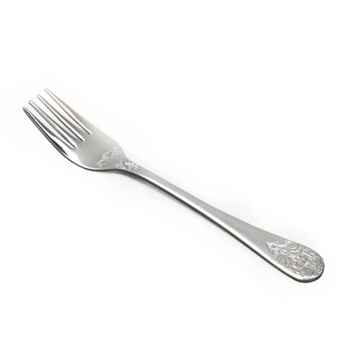 شوك أكل ستيل من سوليتير، لون فضي بنقوش، 6 قطع