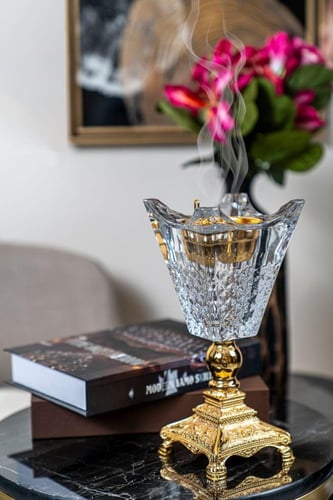 مبخرة كريستال من سوليتير، لون ذهبي وشفاف، الإرتفاع...