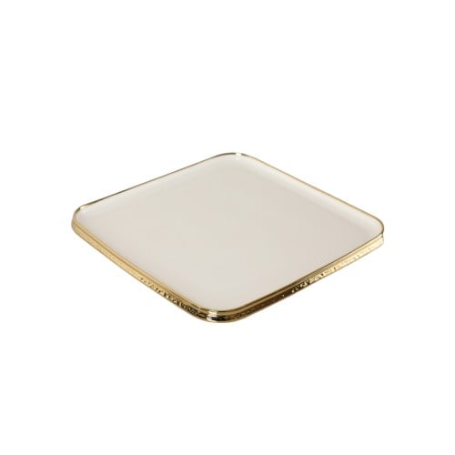 صحن مربع لؤلؤي أطراف ذهبية, حجم وسط