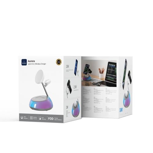 شاحن لاسلكي Aurora Qi2.0 3 في 1 Wi-W036