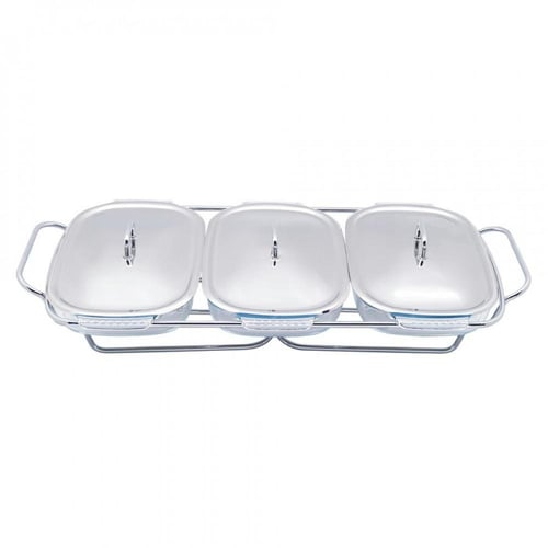 سخان بوفية استيل فضي 3 قاعدة شمع مقاس 1.5 لتر