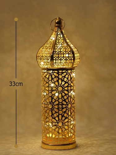 فانوس رمضان يعمل بطاريه لون ذهبي ا