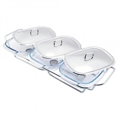 سخان بوفية استيل فضي 3 قاعدة شمع مقاس 1.5 لتر