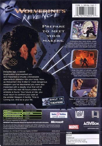 X2 Wolverine's Revenge (NTSC)