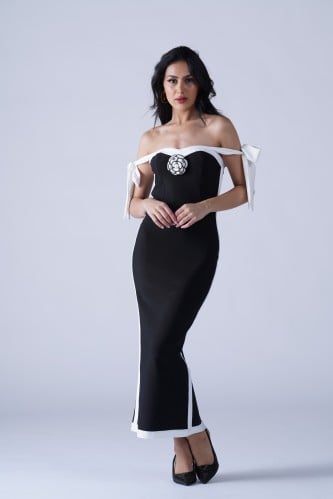 فستان أنيق CHANEL style.. بقماش استرتش ثقيل بـ لون...