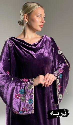 جلابيه مخمل Pure Silk فرنسي مشكوك - لون : لافندر