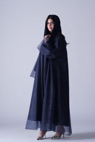 عبايا انيقه بلون كحلي اورغنزا مشجر بورود