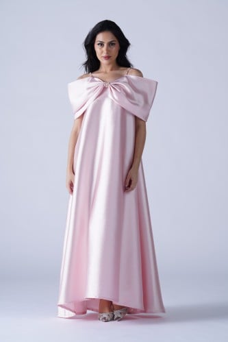 فستان بينك على خربزي ستايل الفيونكا عالاكمام