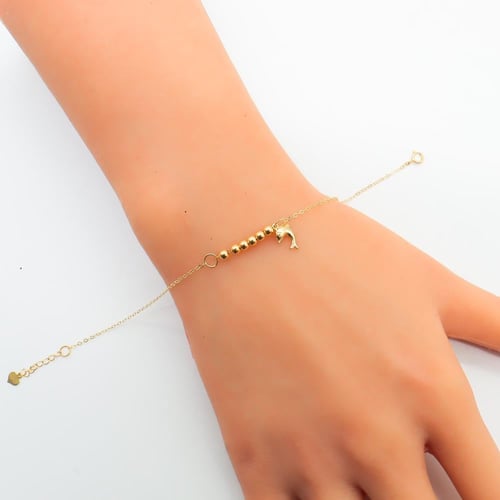 اسوارة ذهب ناعمه عيار 18 بتصميم كرات ببلز وزن 1 جر...