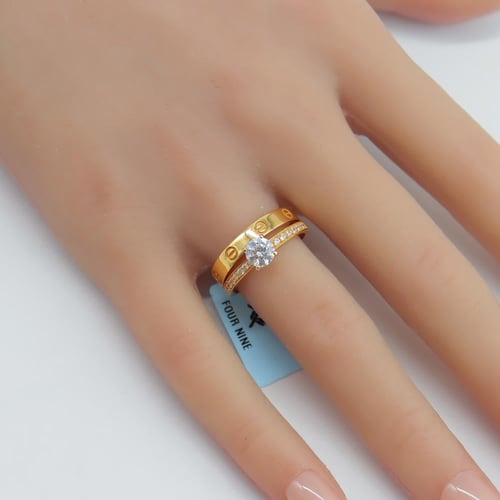 خاتم توينز ذهب عيار 21 بتصميم اللوف الالماسى وزن 3...