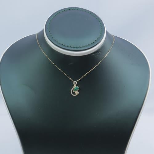 سلسال ذهب عيار 18 الماسي الأخضر الناعم وزن 1.1 جرا...